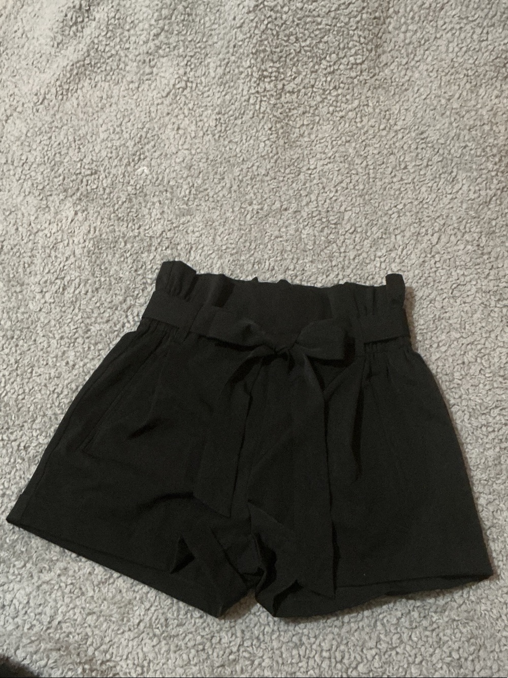 Charlotte Russe Black High-Waist Paperbag Tie Shorts